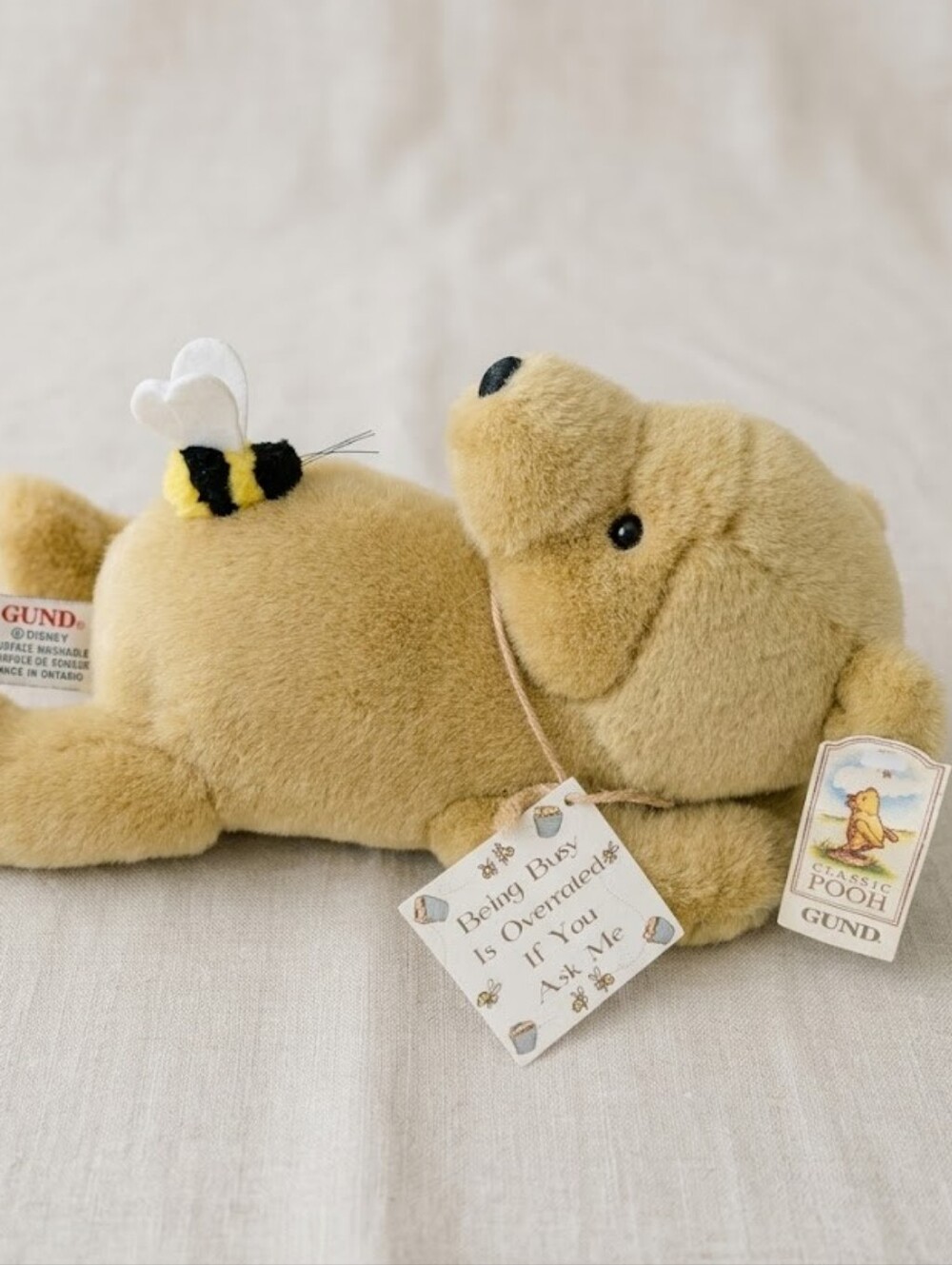 Vintage Gund Classic Pooh Bear Plush Bee Being Busy Is Overrated NWT Disney
